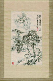 【模写】【一灯】t5082〈児玉果亭〉山水図 共箱 南画家 長野の人 日本画 児玉果亭 - 骨董品 買取り八光堂